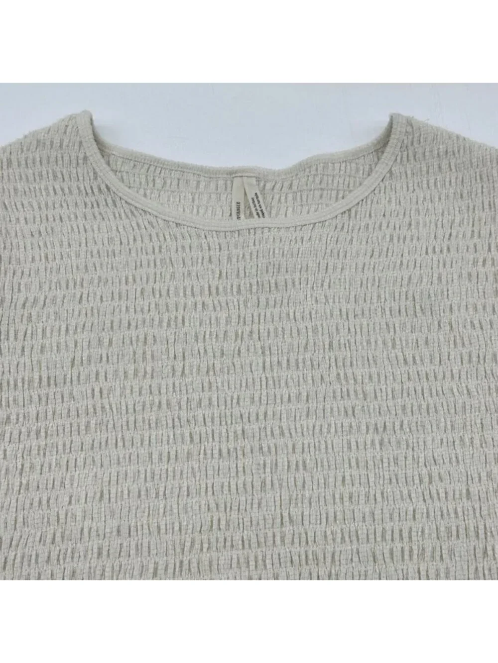 By Anthropologie Women's Size XL Ivory Cream Smocked Long Puff Sleeve Blouse Top